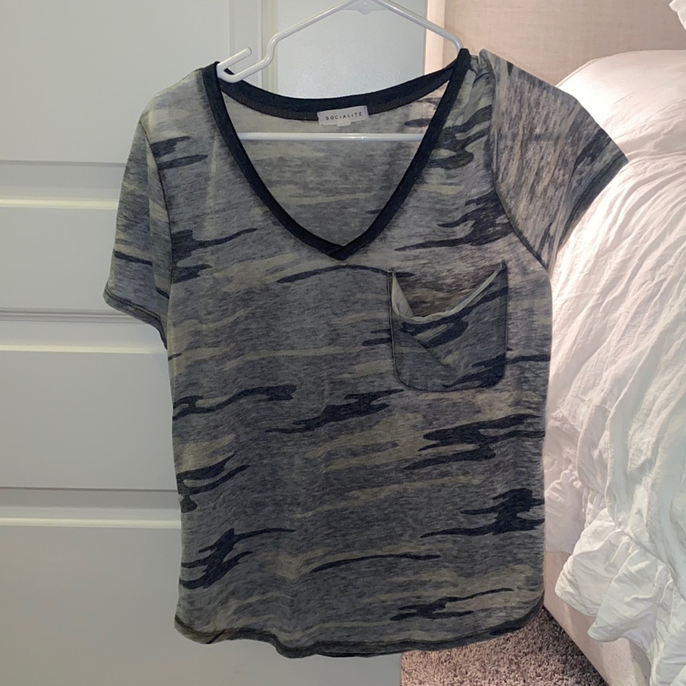 Socialite distressed camo tee